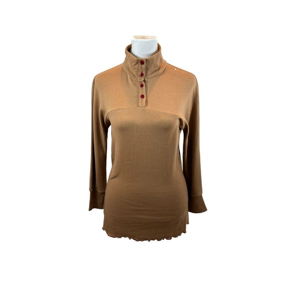 Brand new with Tags Jonano Brand Long Sleeve Top‎ Brown with Red Stitching Small